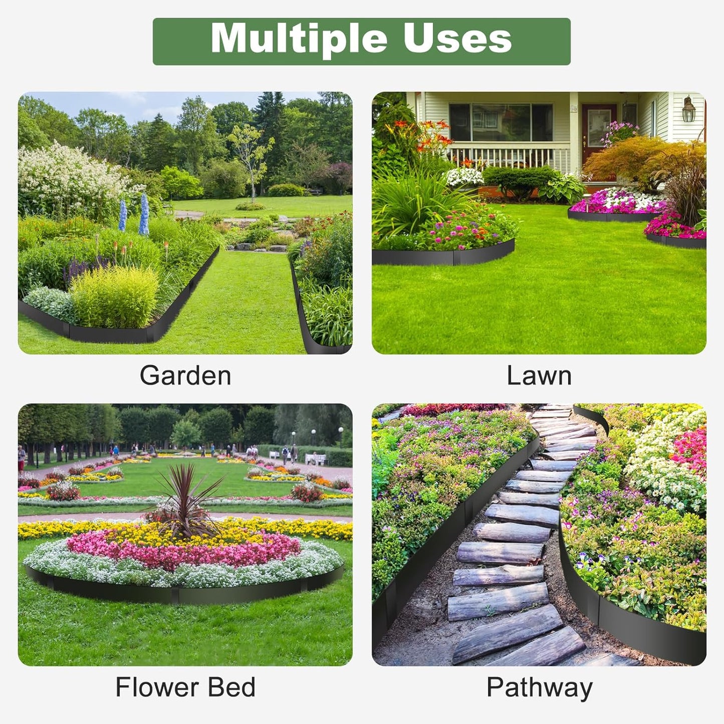33FT Galvanized Steel Landscape Edging 10 Pack, 40" x 8" Metal Edging for Landscaping with 10Pcs Stakes & Gloves, Metal Garden Border for Garden Design, Yard, Tree Rings, Pathway, Divider