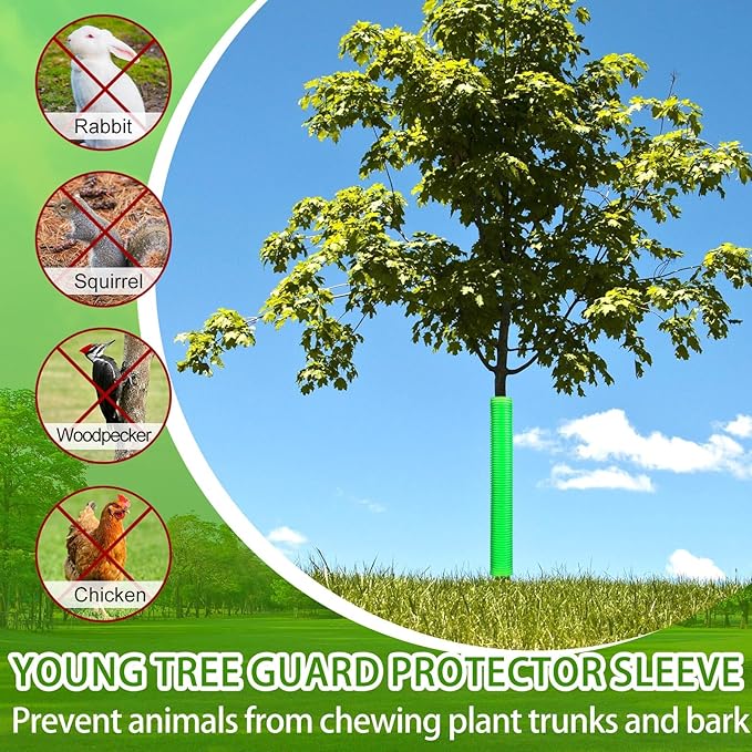 Menkxi 20 Pcs Corrugated Tree Guards Tubes Plastic Saplings Tree Trunk Protectors Wraps to Protect Bark from Deer, Sapling from Rodents, Mowers, Animals(15.7 x 2, 15.7 x 1.5,Army Green)