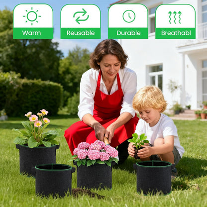5 Gallon Grow Bags, 10 Pack Heavy Duty Aeration Fabric Pots,Thickened Nonwoven Fabric Pots with Handles,Reusable Plant Bags for Vegetable, Fruits, Flowers, Plants
