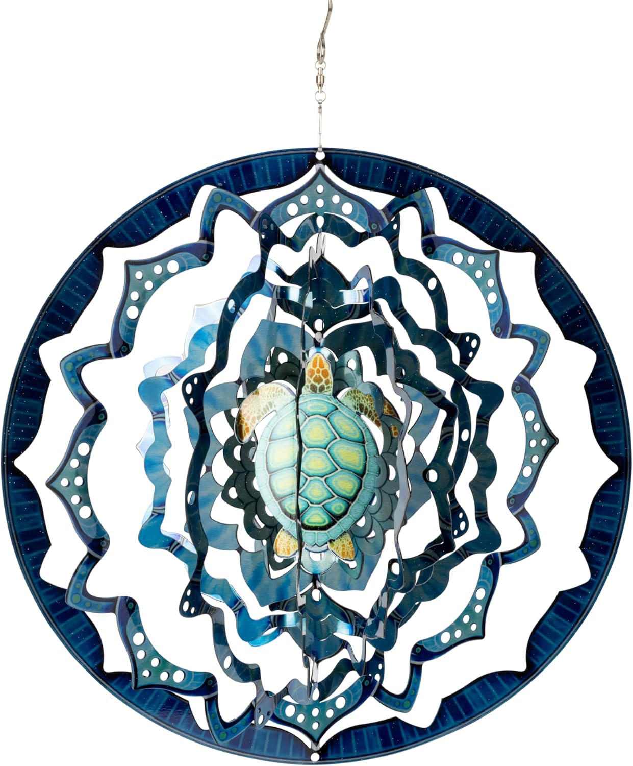 VP Home Kinetic Wind Spinner - Large Mandala Turtle - Colorful Garden Metal Outdoor Spinners - Unique Yard Wind Catchers - 3D Garden Wind Art Sculpture - Lawn and Patio Hanging Windmill Decorations