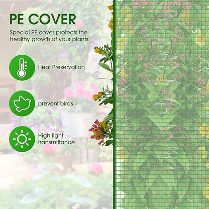 Onelike 16'' x 16'' x 55.5'' Plastic Raised Garden Bed with Greenhouse Cover and Trellis, Vertical Tomato Planters for Climbing Plants, Self Watering System Tomatoes Cage for Patio,Black,Small