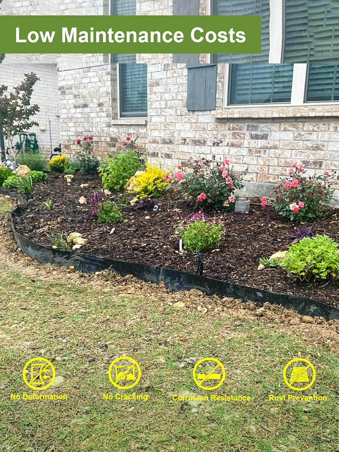 Landscape Edging Border, 40" L x 8" H 3Pack 10FT Total Black Galvanized Steel Garden Edging,Easy Installation,Sturdy Elegant Metal Lawn Broder for Flower Beds, Pathways, Paver Edges and Yard