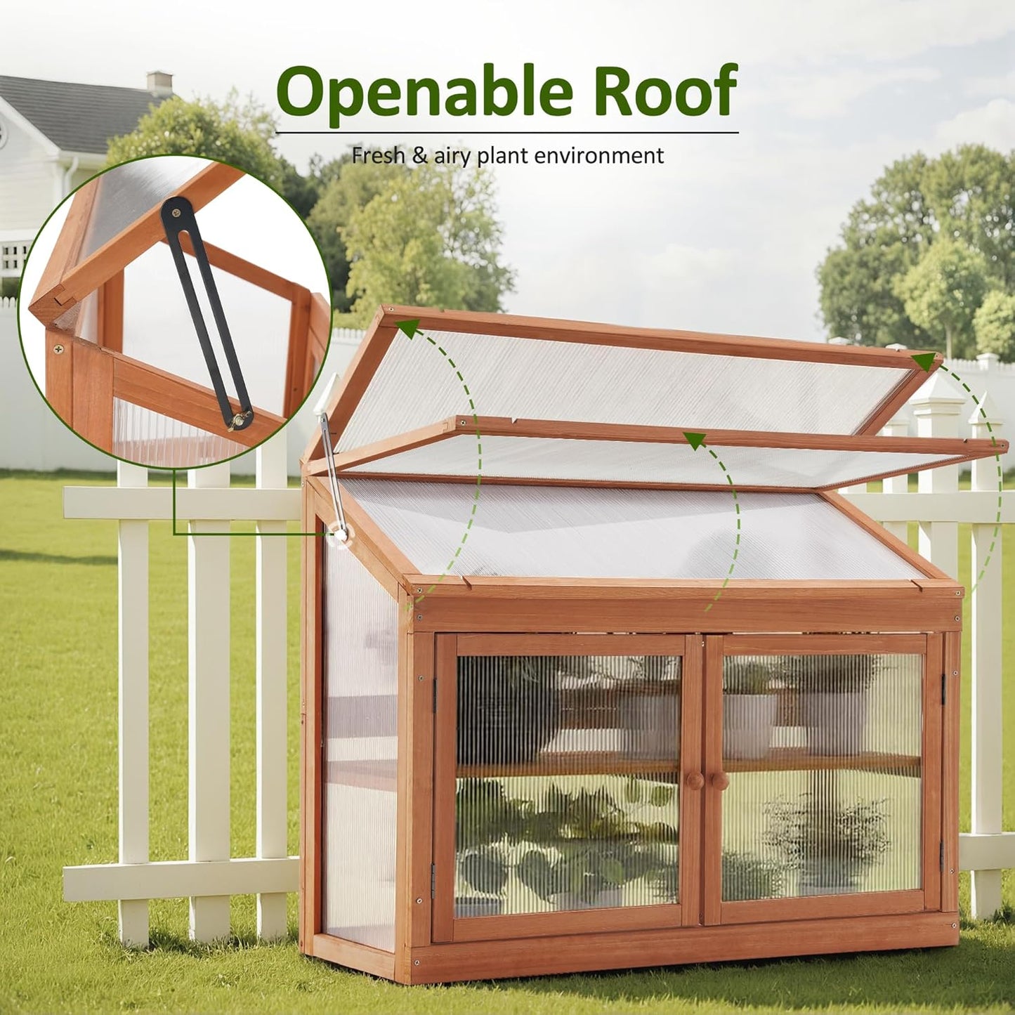 MCombo 2-Tier Wooden Cold Frame Garden Greenhouse Raised Flower Planter Shelf Bed Protection 6057-0160 (Orange)