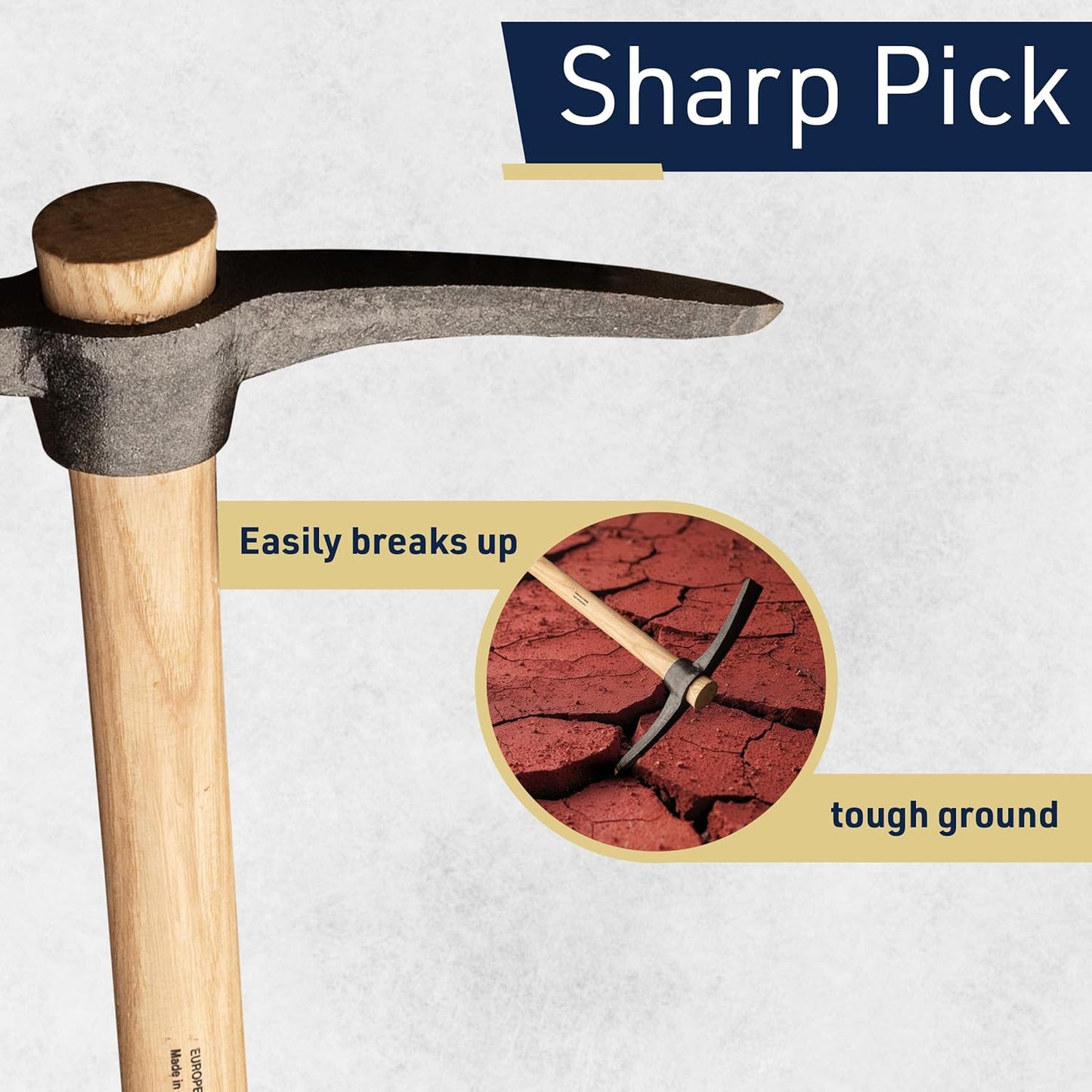 16” Hand Pick Axe - Forged Steel Pickaxe for Digging, Loosening Soil, or Weeding Tool - Dual Headed Adze Garden Hoe and Pick Mattock Digging Tool with Wood Handle by Kings County Tools