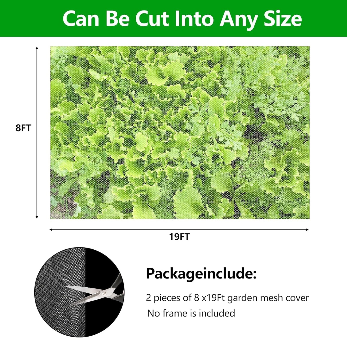 2 Pack Garden Netting, 8 x 19 FT Bird Netting Barrier Row Cover, Plants Covers Protection Ultra Fine Net for Fruits Flower Vegetables from Insect Pest Barrier Bug Eating