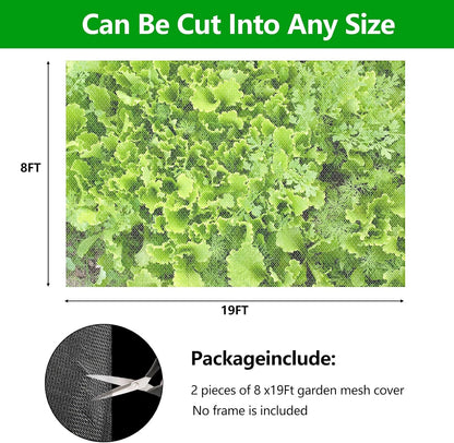 2 Pack Garden Netting, 8 x 19 FT Bird Netting Barrier Row Cover, Plants Covers Protection Ultra Fine Net for Fruits Flower Vegetables from Insect Pest Barrier Bug Eating