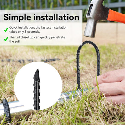 12-Inch Trampoline High Wind Stakes Heavy Duty Ground Anchors U Rebar Stakes for Trampoline, Dog Fence (48 Pack)