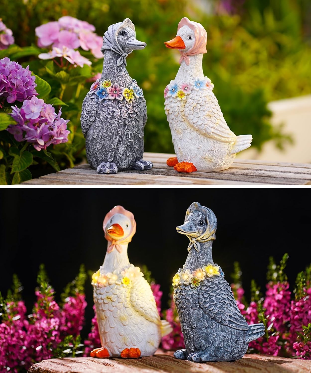 Porch Goose Statues for Garden Decor: Outdoor Sculpture for Lawn Patio Yard Balcony Ornaments - Gifts for Mother Grandma Women(Gray)