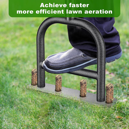 Lawn Coring Aerator Tool, Stainless Steel 4-Core Manual Plug Aerator for Yard & Lawn Aeration, Durable Aeration Tool with Soft Rubber Grip for Compacted Soil & Grass Care