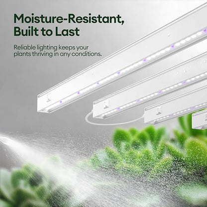 Plant Grow Lights 1FT, Blue-Rich Full Spectrum 5000K, 28W(4 x 7W), T5 LED Grow Light Strips for Indoor Plants and Succulents, High PPFD, Linkable, White, 4-Pack