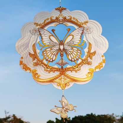 DJUAN Butterfly Stainless Steel Wind Spinners- Butterfly Gifts for Women Mom Grandma Wife, 12 inch Hanging Wind Spinner for Yard Garden Outdoor Decor,Birthday Gift for Mother's Day Christmas