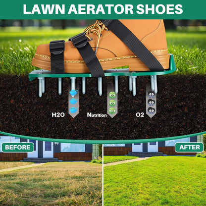 2 Pair Lawn Aerator Shoes with Adaptable Straps Soil Aerator Shoes Heavy Duty Spiked Sandals One Size Effectively Aerating Lawn Tool for Yard Garden Grass Patio