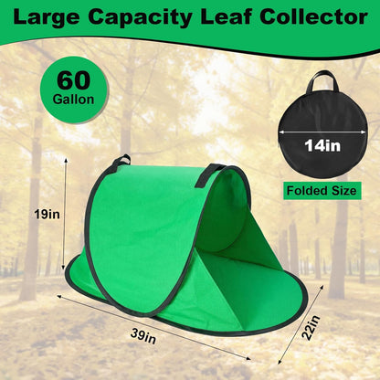 2025 New 60 Gallon Pop-Up Foldable Leaf Collector,Portable LeafBag,600D Oxford Cloth Leaves Pick Up Tool,Thicken Collapsible Leaves Picker Bag,Dustpan-Type Lawn Collector,Reusable Yard Garden Bag