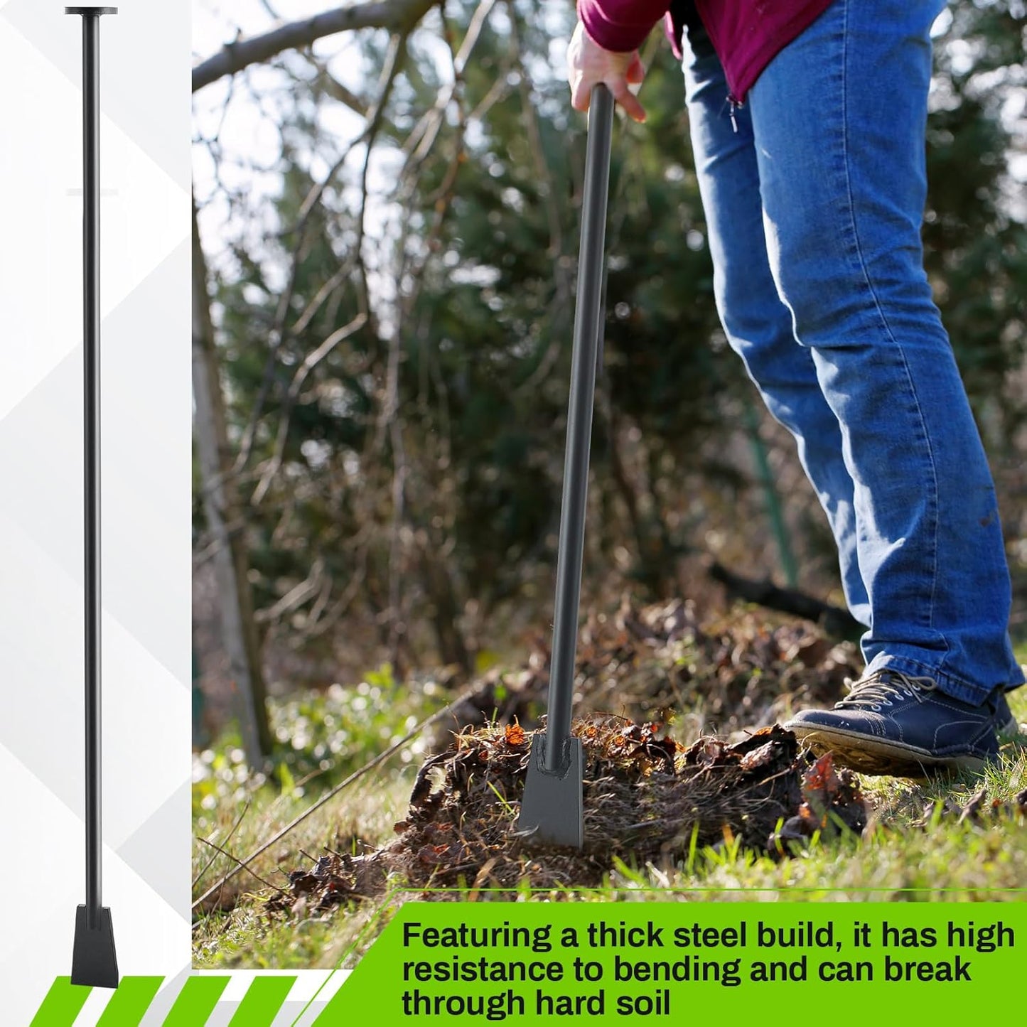 69 Inch Tamping and Digging Bar Steel Bars Post Hole Digger Tamping Bar (Black)