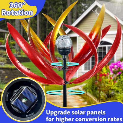 Large Solar Wind Spinners Outdoor for Yard Decor,70 inch Multi Color Tulip Wind Spinner,Outdoor Metal Wind Sculptures & Spinners with Stake,Wind Mill for Yard Art Lawn Garden Decor