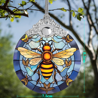Stained Glass Christmas Ornaments, Jocidea Bee Ornaments for Christmas Tree, Christmas Tree Decor, Bee Lovers Gifts, Holiday Decor and Xmas Gifts Ideas