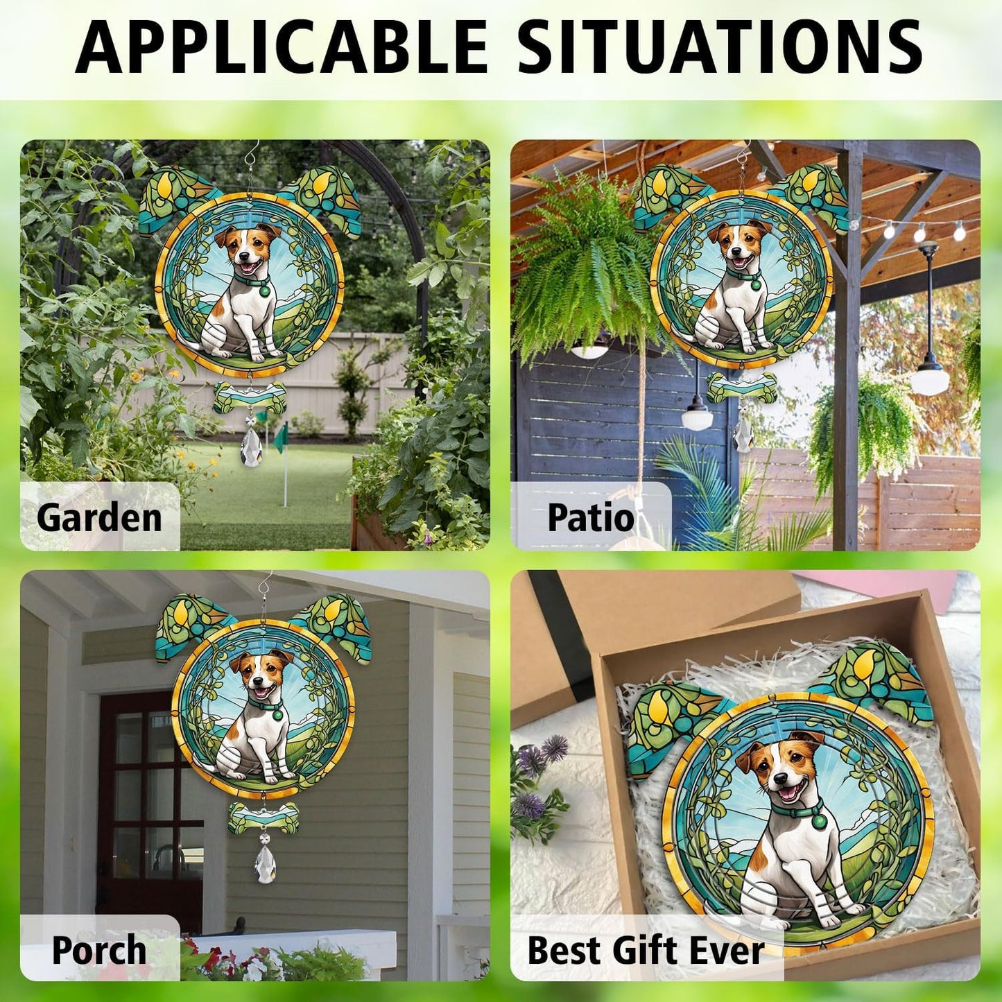 Jack Russell Terrier Dog Ears Wind Spinner, Jack Russell Terrier Wind Spinner Hanging for Yard and Garden V02