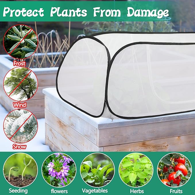 45" x 22" x 16" Pop Up Winter Garden Rows Plant Covers, Raised Garden Beds Vegetable Rows Cold-proof Plant Protector, Freeze Protection Raised Bed Cover Accelerator for Snow Frost Protection
