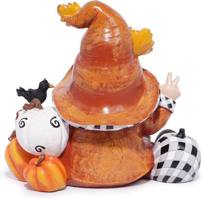Hodao Fall Thanksgiving Gnome Figurines with Pumpkin, Maple Leaf & Red Bird - 6" Resin Handmade Gnome for Fall Autumn Decorations - Perfect Thanksgiving Home Decor & Gift Idea