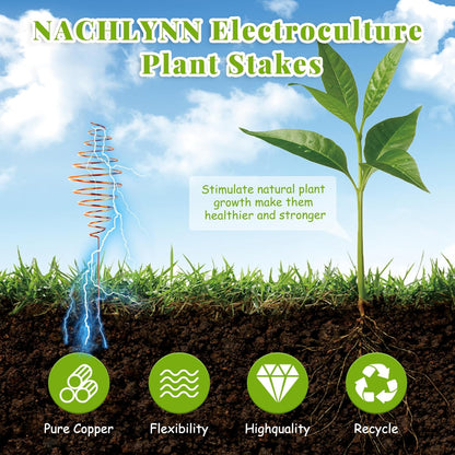 NACHLYNN 6 Pack Electroculture Plant Stakes Pure Long Copper Garden Stakes Soft Copper Electro Culture Gardening Wire for Gardening Growing Plants and Vegetables