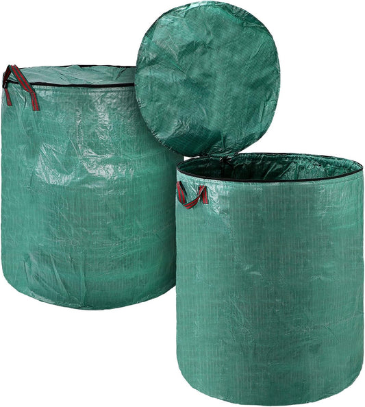 Kingdder 2 Pack 132 Gallon Reusable Yard Waste Bags with Lid and Handle Collapsible Extra Large
