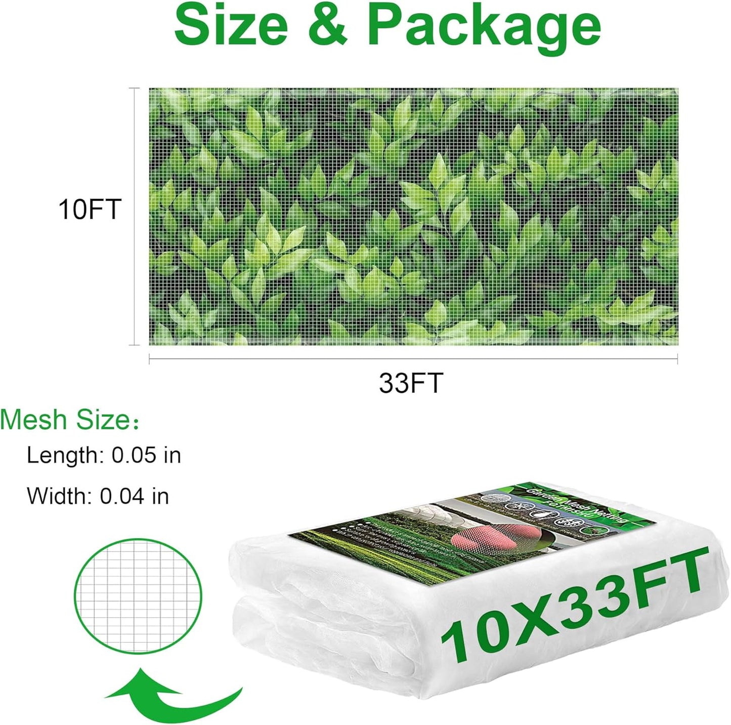 FOTMISHU Garden Netting 10x33FT 2 Packs Ultra Fine Mesh Netting Bird Barrier Protection Vegetable Fruit Tree Bushes Plant Cover for Raised Bed