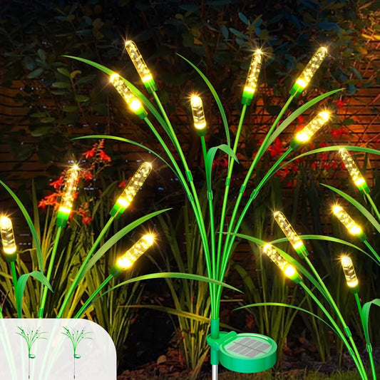 Solar Garden Lights 2 Pack, 16LED Swaying Solar Lights for Mother's Day, 30 Inches Waterproof Yard Light for Pathway Yard Outdoor Garden Decor, Gardening Gifts, Warm White