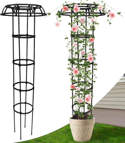 65 Inch Garden Trellis for Climbing Plants Outdoor, Mushroom Top Trellis for Potted Plants, Vines