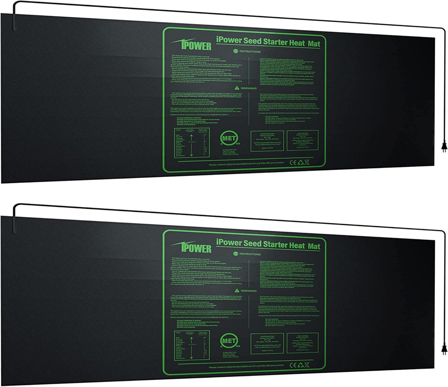 iPower 2-Pack Durable Waterproof Seedling Heat Mat 48" x 20" Warm Hydroponic Plant Germination Starting Pad