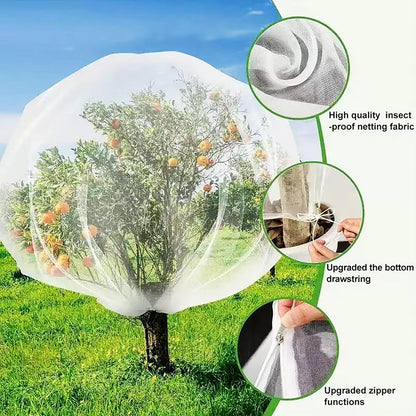 2packs 5.9ft x 5.9ft Garden Fruit Tree Protection Netting with Drawstring & Zipper, Large Blueberry Bushes Net Covers Bags, Orange,Apple,Pear,PeachTrees &Tomato Plants Fine Mesh Bird Netting