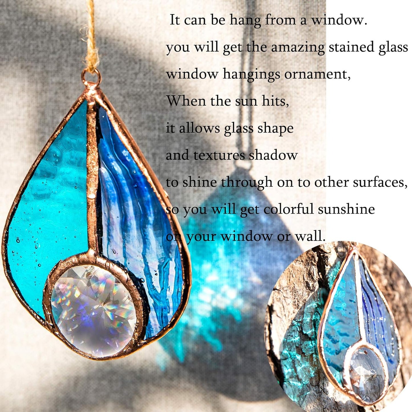 H&D HYALINE & DORA Colorful Teardrop Stained Glass Windows hangings Suncatchers Art