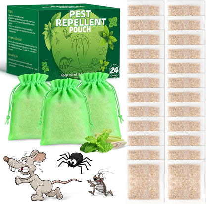 Mouse Repellent Pouches, 24PCS Peppermint Oil to Repel Mice and Rats, Rodent Repelling Packs, Natural Rat Deterrent, Indoor & Outdoor Use, Family & Pet Safe