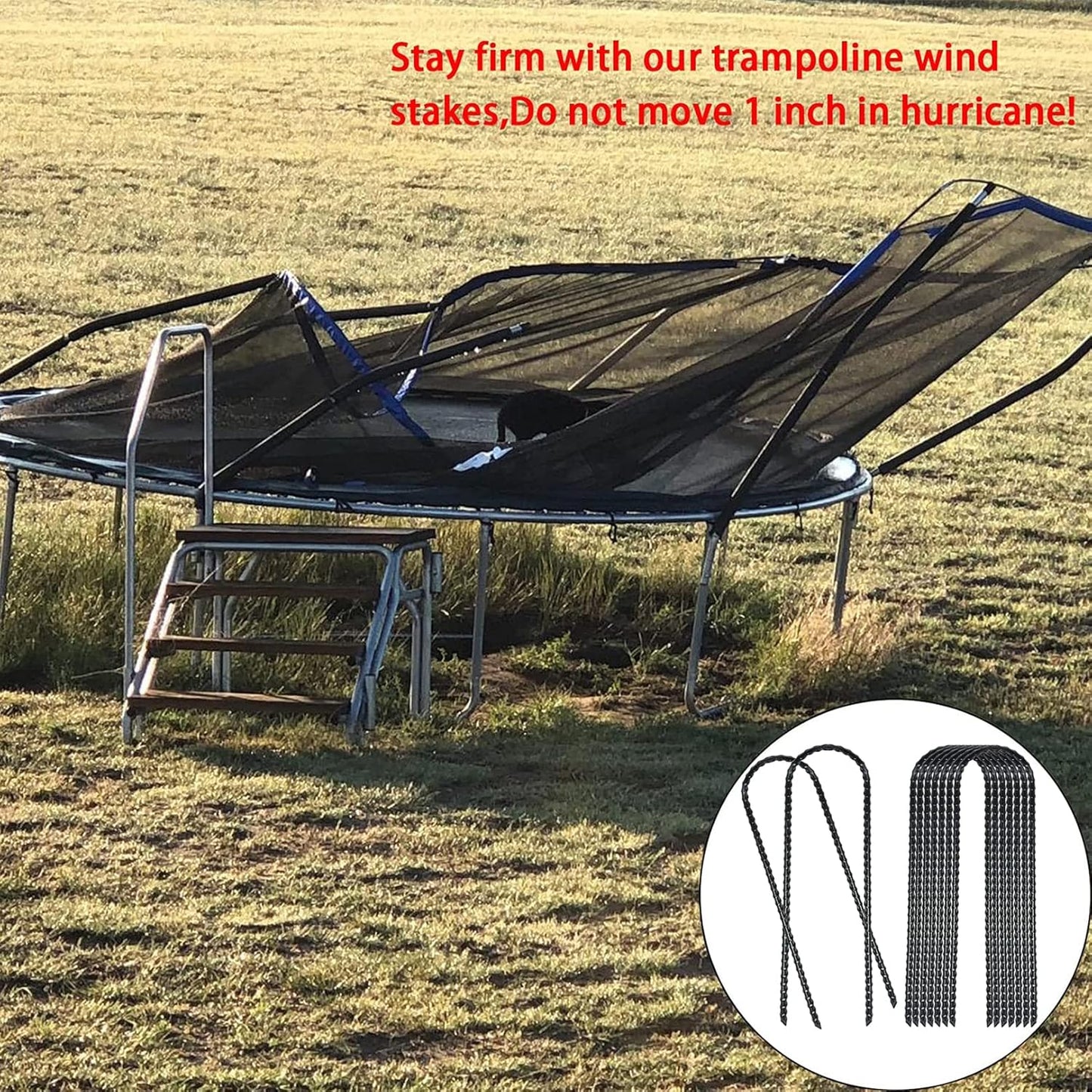 20 Pack 10 Inch Heavy Duty Trampolines Wind Stakes Galvanized Steel Garden Stakes U-Shaped Staples for Landscaping, Camping Tents, Soccer Goals and Garden Decoration