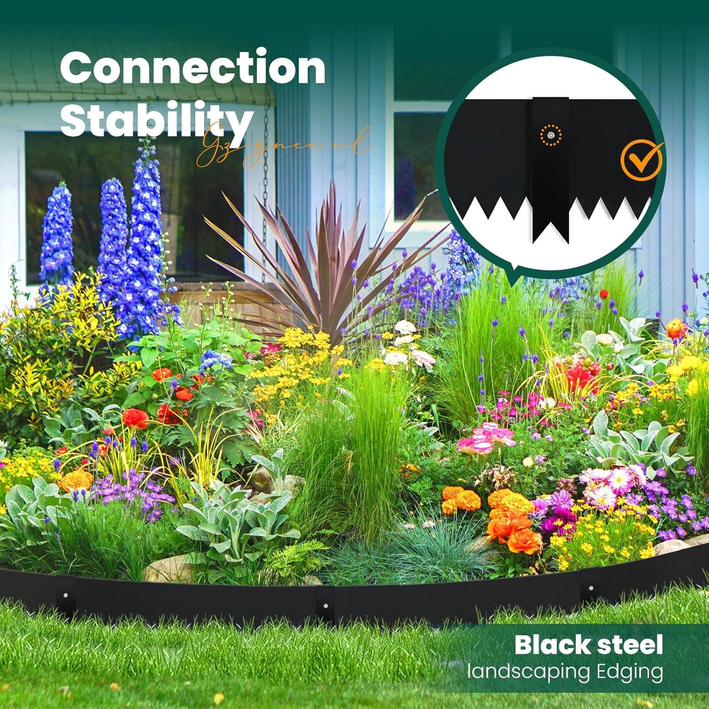 Galvanized Steel Landscape Edging Metal Landscape Edging Black Steel Landscaping Metal Garden Edging Border 6 Inch Depth 40 Inch Strips 6pcs for Lawn Yard 20 Feet Total (with 6 Clips)