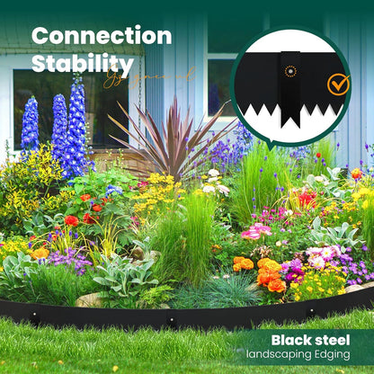 Galvanized Steel Landscape Edging Metal Landscape Edging Black Steel Landscaping Metal Garden Edging Border 6 Inch Depth 40 Inch Strips 6pcs for Lawn Yard 20 Feet Total (with 6 Clips)