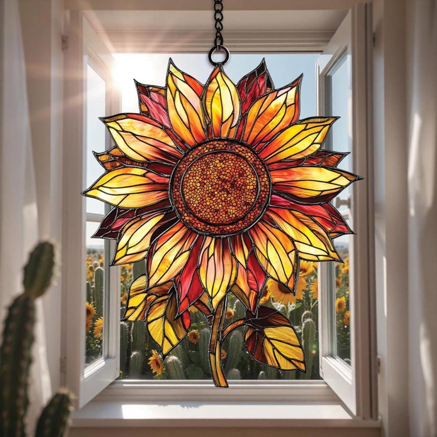 Sunflower Suncatcher Ornament Gift Suncatchers Indoor Window Suncatchers for Windows Hanging Garden Window Decor Outdoor Suncatcher Holiday Custom Gifts