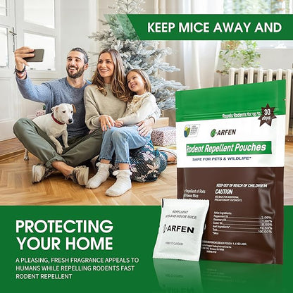 Rodent Repellent Pouches, Peppermint Oil, All Natural, Plant Powered, Repel Mice and Rat, Squirrels, Mouse Repellent, Keep Mice Out from Indoor/Car/RV/Boat/Garage/Cabin,20 Pouches (20 Pack)