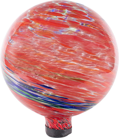 Echo Valley 8155 10-Inch Glow-in-the-Dark Illuminarie Glass Gazing Globe, Red Swirl