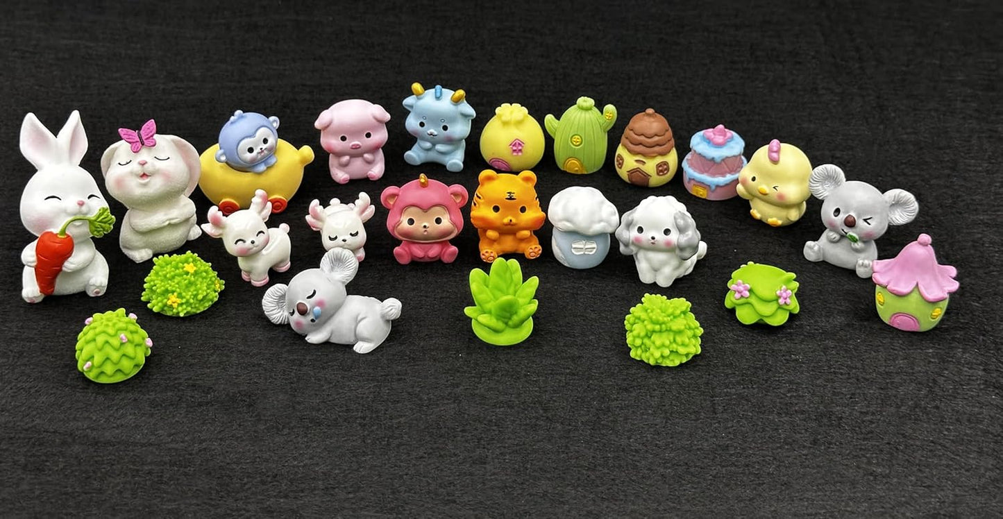 Geiomoo Mini Resin DIY Crafts Set, Miniature Fish Tank Mixed Garden Accessories for Landscape Home Decors (25 Pcs)