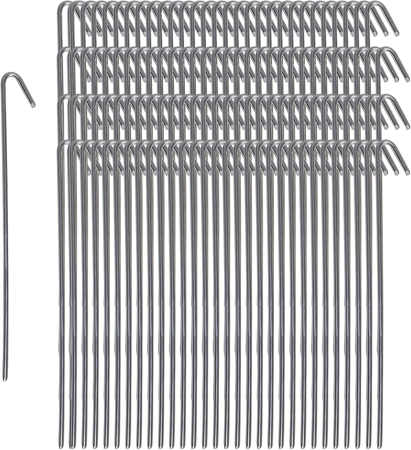 Pinnacle Mercantile 120 Pack Tent Stakes Metal Garden Edging Fence Hooks Pegs Christmas Decoration Stakes Made USA 9 inches Long