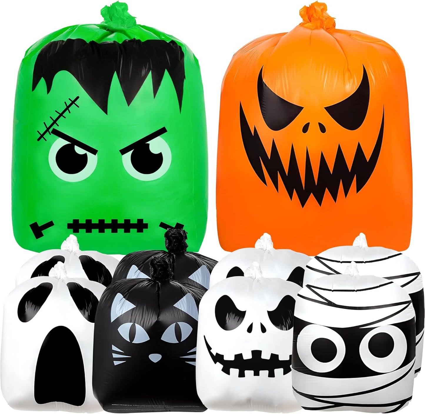 10 Pack Halloween Leaf Lawn Bags - Giant Pumpkin Lawn Bag with Twist Ties, Reusable Trash Bag for Outdoor Garden Decoration, Thanksgiving Fall Yard Decor
