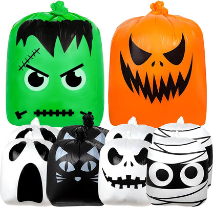 10 Pack Halloween Leaf Lawn Bags - Giant Pumpkin Lawn Bag with Twist Ties, Reusable Trash Bag for Outdoor Garden Decoration, Thanksgiving Fall Yard Decor