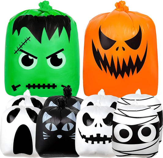 10 Pack Halloween Leaf Lawn Bags - Giant Pumpkin Lawn Bag with Twist Ties, Reusable Trash Bag for Outdoor Garden Decoration, Thanksgiving Fall Yard Decor