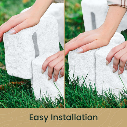Beuta Landscape Edging | Garden Edging Border | Faux Stone Blocks for Lawn Edging, Flower Beds & Yard Edging – 40 Pack | Each Section Has 6 Blocks 48" L x 4" W x 6.5" H | 80 Spikes | Limewash