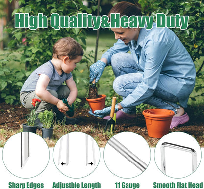 6 Inch 25 Pack Landscape Staples,11 Gauge Plant Stakes,Hot-dip Galvanized Tent Stake & Garden Stakes for Plants, Staple Landscaping Fabric SOD Pins for Decoration Weed Barrier Fabric