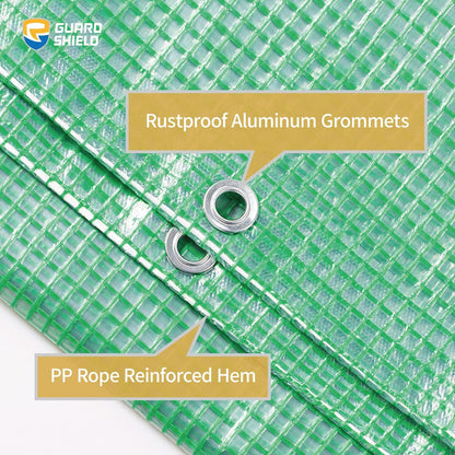 GUARD SHIELD Clear Green Tarp Heavy Duty 16x20 Feet Waterproof for Greenhouse Outdoor Garden Poly Cover UV Resistant 3x3 Weave 10mil (2-Pack)