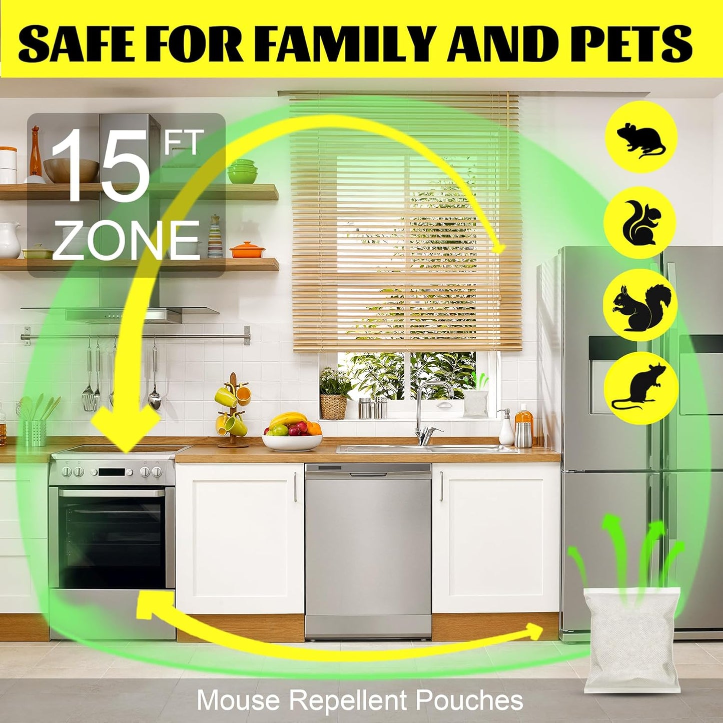 Mouse Repellent Pouches,Peppermint Oil Powered, Indoor Outdoor & Car Use, Natural Rodent Deterrent for Home, RV, Garage | Safe for Pets & Kids,Advanced Botanical Formula for RV & Vehicle Protection