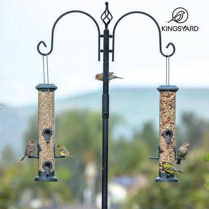 Kingsyard 2 Pack Tube Feeders with 6 Feeding Ports for Outdoors Hanging, Premium Hard Plastic