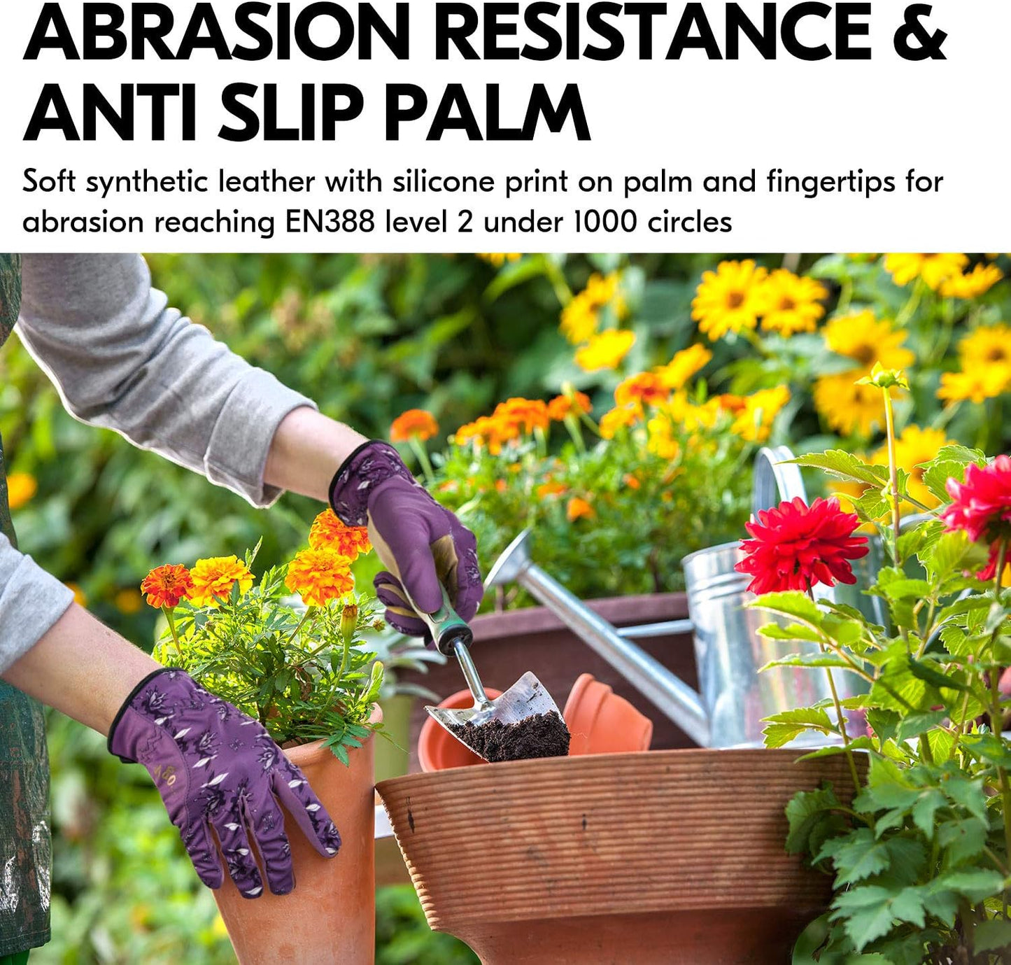 Vgo... Ladies' High Breathability Synthetic Leather Gardening Gloves (Size L, Blue, SL7455)