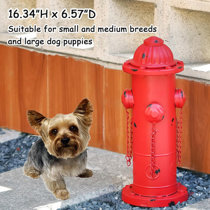 Fake Fire Hydrant for Dogs, 16.3" Red Metal Dog Pee Post with Stakes, Puppy Training Tool Indoor/Outdoor Garden Yard Statue